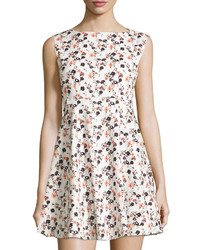 French Connection Floral Print Sleeveless Mini Dress Winter Whitemulti