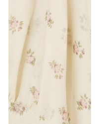 The Row Santi Lace Trimmed Floral Print Silk Georgette Dress Cream
