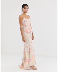 Jarlo All Over Printed Maxi Dress With Train In Floral