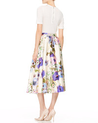 Lela Rose Full Floral Midi Skirt