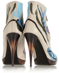 Burberry Prorsum Painted Textured Leather Ankle Boots