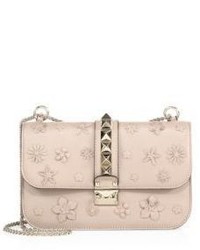 Valentino Lock Medium Floral Leather Shoulder Bag