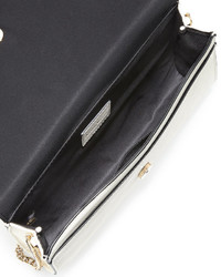 Neiman Marcus Floral Appliqu Box Clutch Bag Bone