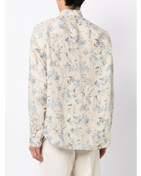 Kiton Floral Print Linen Shirt