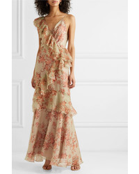 Johanna Ortiz Belle Of The Ball Ruffled Floral Print Silk Organza Dress