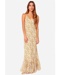 LuLu*s Flowers In A Day Ivory Floral Print Maxi Dress