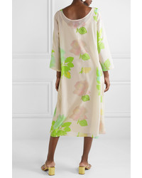 BERNADETTE Angelina Floral Print Silk De Chine Midi Dress
