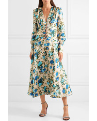 Gucci Floral Print Silk Twill Midi Dress