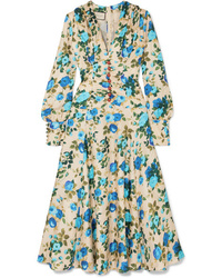 Gucci Floral Print Silk Twill Midi Dress