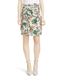 Beige Floral Mini Skirt