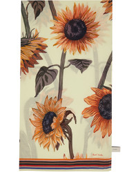 Paul Smith Beige Sunflower Print Scarf