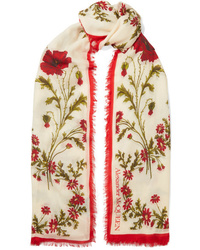 Alexander McQueen Floral Print Modal And Wool Blend Scarf