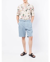 Officine Generale Floral Print Short Sleeve Shirt