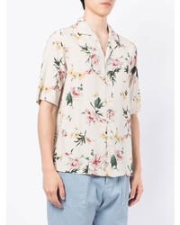 Officine Generale Floral Print Short Sleeve Shirt