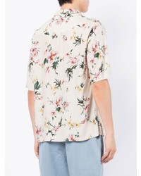 Officine Generale Floral Print Short Sleeve Shirt