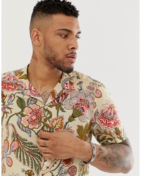 ASOS DESIGN Relaxed Fit Shirt In Ornate Paisley Print In Ecru