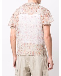 DSQUARED2 Sheer Puff Sleeve Floral Print Shirt