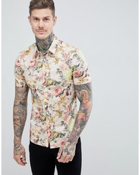 ASOS DESIGN Skinny Floral Printed Shirt