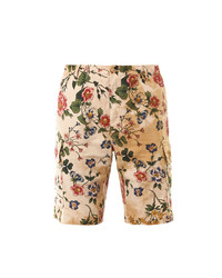 Beige Floral Shorts