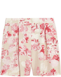 Giambattista Valli Floral Print Silk Shantung Shorts
