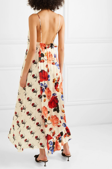 Mother of Pearl Wrap Effect Floral Print Silk Satin Maxi Dress, $268 ...
