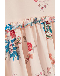 Vilshenko Lily Floral Print Silk Crepe De Chine Maxi Skirt Ecru