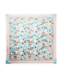 Fendi Frayed Floral Print Silk And Wool Blend Scarf