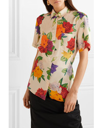 Commission Banker Floral Print Satin Twill Shirt