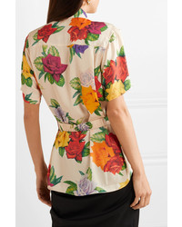 Commission Banker Floral Print Satin Twill Shirt