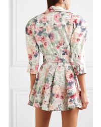 ATTICO Floral Print Cotton Blend Gabardine Mini Dress