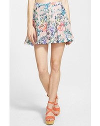 Lucca Couture Pleated Floral Miniskirt