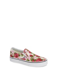 Beige Floral Slip-on Sneakers