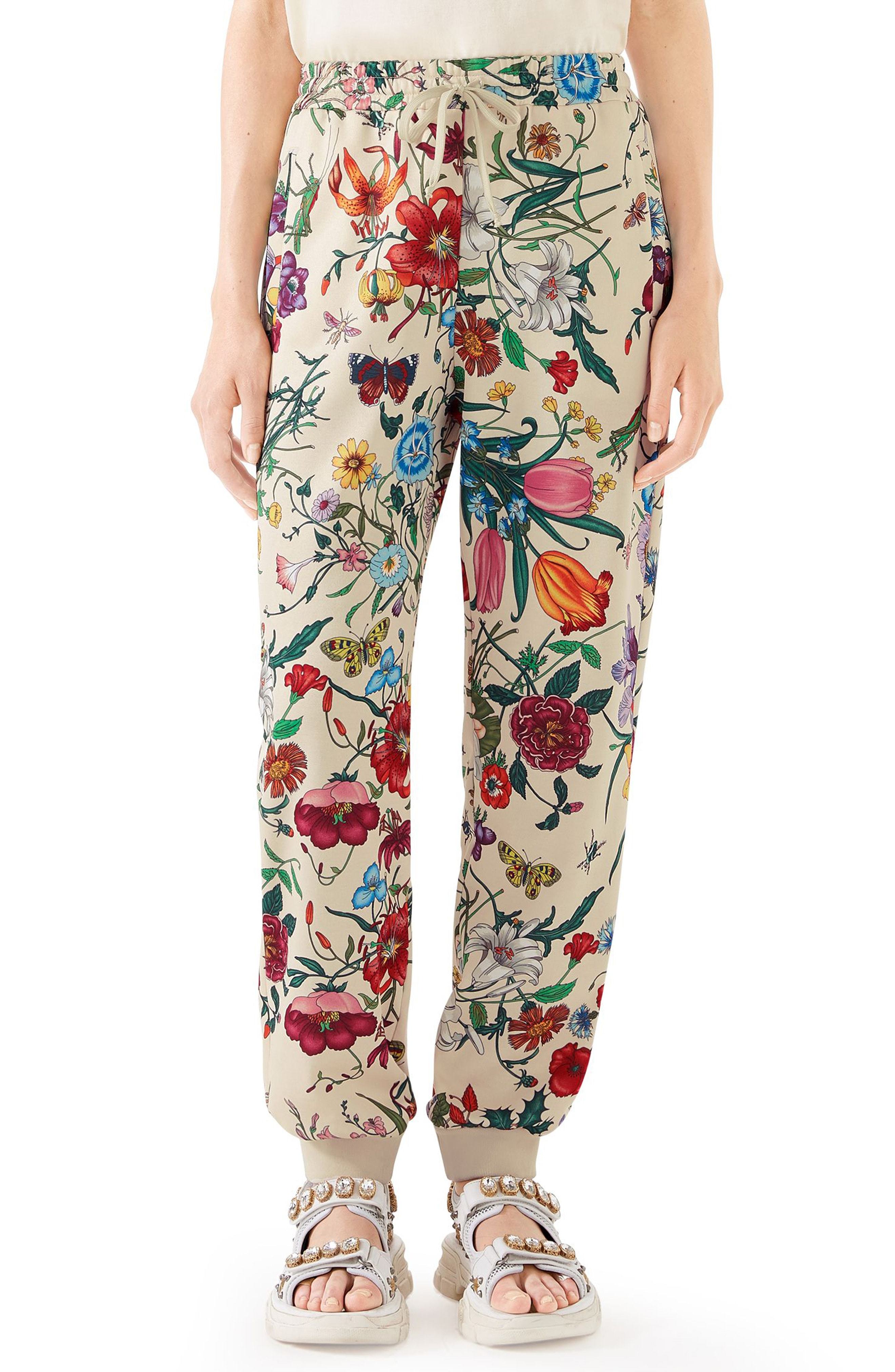 Gucci Floral Print Tech Jersey Pants, $1,400 | Nordstrom | Lookastic