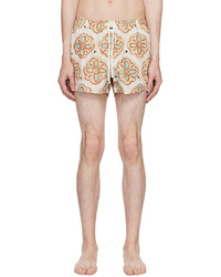 COMMAS Beige Painted Flower Swim Shorts