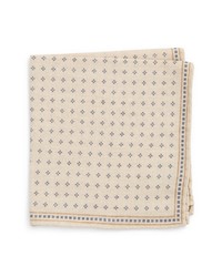 Eleventy Neat Wool Cotton Pocket Square In Denim White At Nordstrom