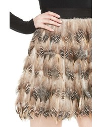 Alice + Olivia Cina Genuine Feather Miniskirt