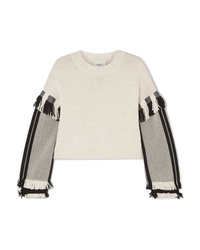 3.1 Phillip Lim Cropped Fringed Cotton Blend Sweater