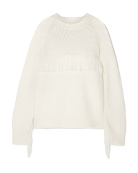 Frame Fringed Cotton Blend Sweater