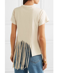 Loewe Fringed Printed Cotton And Jersey T Shirt