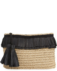 San Diego Hat Company Crochet Paper Clutch With Fringe Neutral Pattern