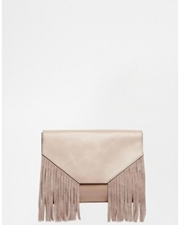 Asos Leather Fringed Clutch Bag