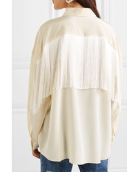 Magda Butrym Vegas Oversized Fringed Silk De Chine Shirt