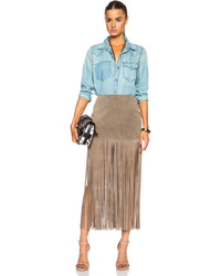 Theperfext Mimi Fringe Suede Skirt