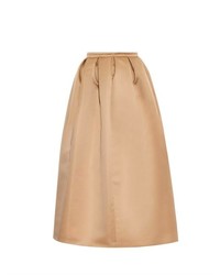 Rochas Pleated Full Duchess Satin Skirt