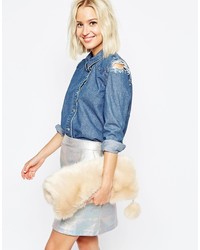 Asos Collection Faux Fur Roll Top Clutch Bag