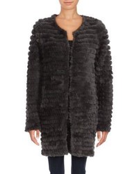Adrienne Landau Long Sleeve Rabbit Fur Coat