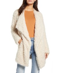 BB Dakota Cozy Faux Fur Drape Front Coat