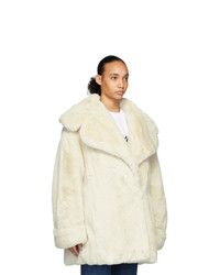 We11done Off White Faux Fur Coat