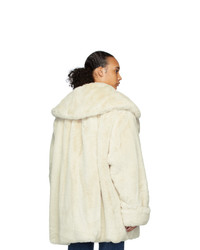 We11done Off White Faux Fur Coat