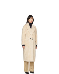 The Loom Off White Wool Faux Fur Double Coat